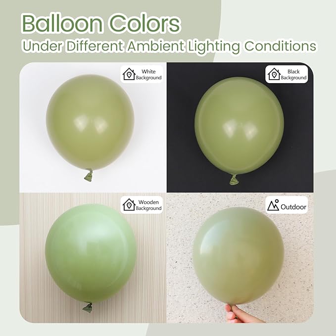 Sage Green Balloons 12 inch, Dusty Green Balloons 50pcs Party Balloons for Wedding Engagement Bridal Baby Shower Birthday Party Decorations