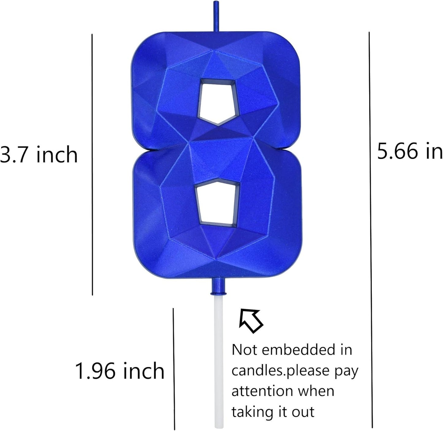 DERVENTA Birthday Candle Big Number 3D Blue 3.7 inch Party Celebration Anniversary Decoration Cake Topper 1 Piece (Number 8 Blue)