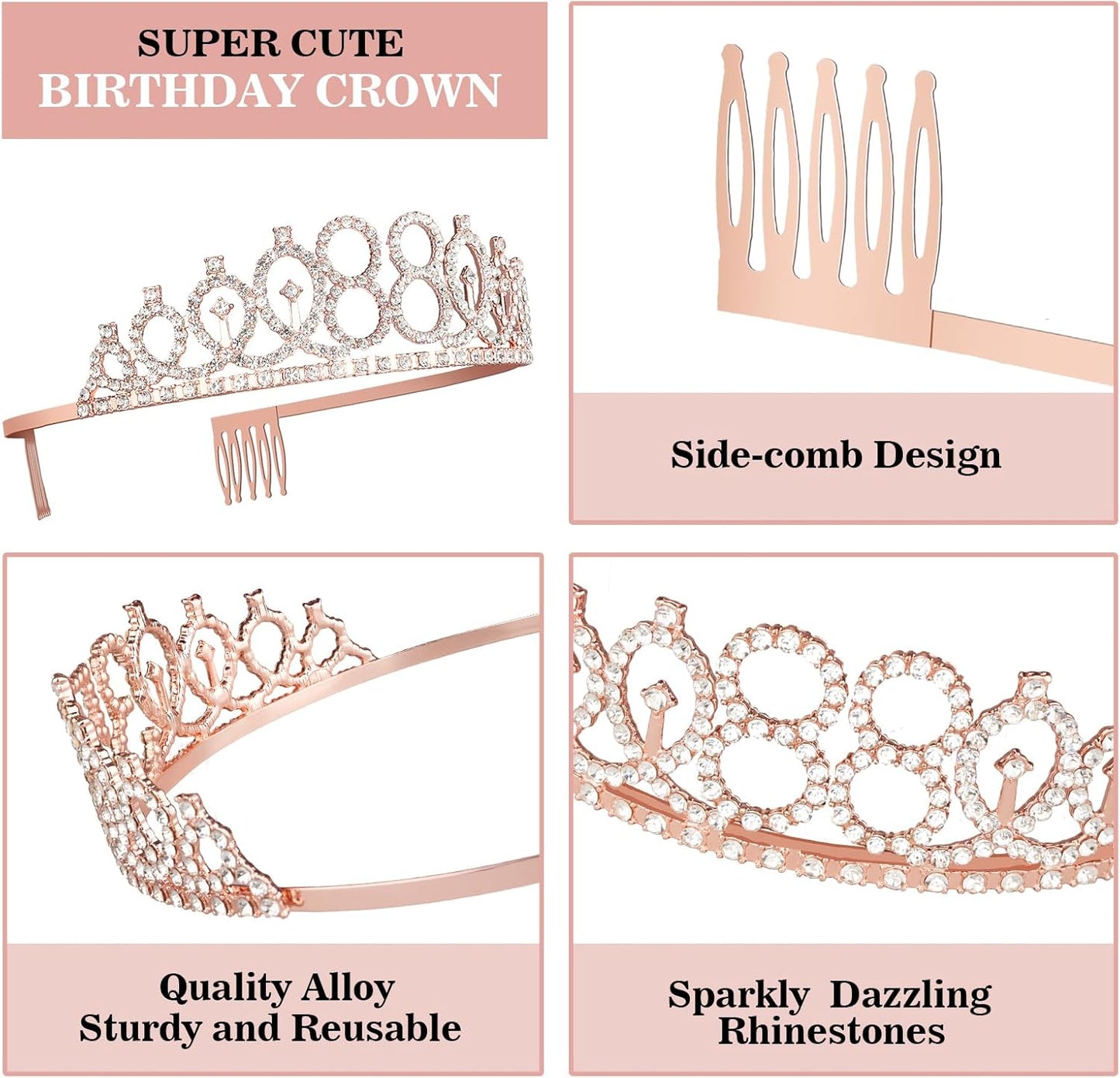 88th Birthday Decorations for Women, Including Birthday Sash and Tiara, Cake Topper and Number Candles, 88 Year Old Gifts for Women