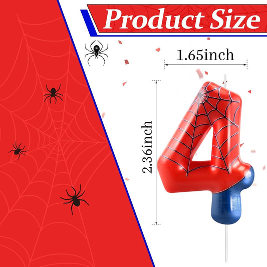 Spider Themed Birthday Candle Number 4 Candle Birthday Cake Candles Party Decoration Cake Topper for Spider Party Decoration Theme Party Supplies (Number 4)