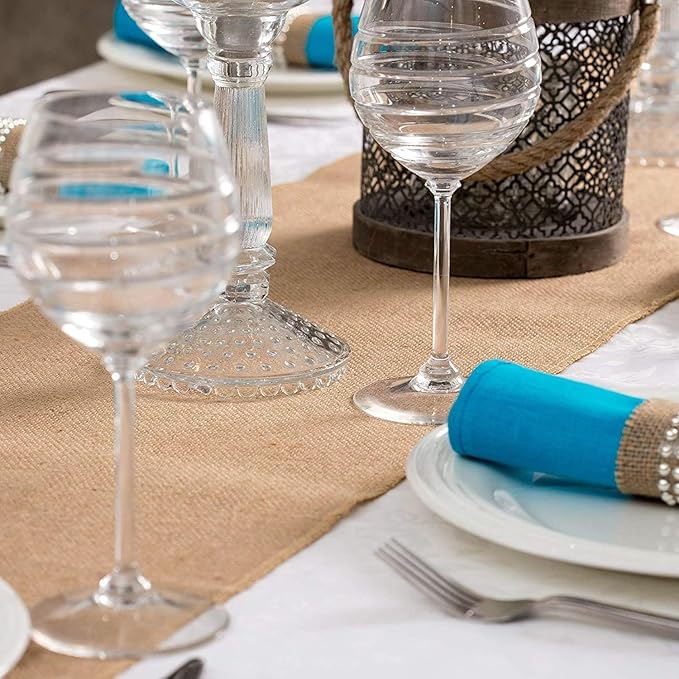 2 Pack Natural Burlap Table Runners (12 x 108 Inch) | Rustic Jute Table Runners for Wedding, Farmhouse, Thanksgiving, Coffee Table Decor Cover, Fall Décor & Parties