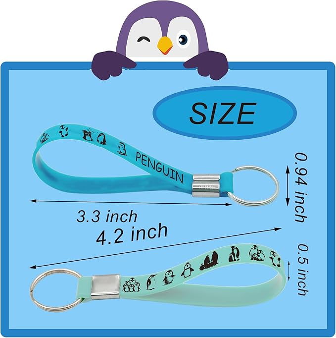 24 Pcs Cute Penguin Rubber Keychains Winter Silicone Wristbands Christmas Xmas Winter Wonderland Holiday Birthday Party Favors Decorations Supplies Gfits Prize Keyrings