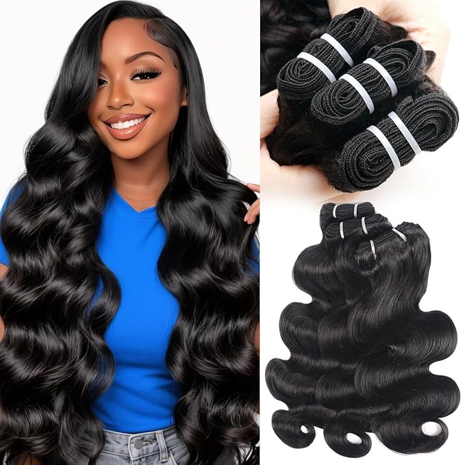 Body Wave Bundles Human Hair 28 30 32 Inch 12A Raw Indian Virgin Bundles Human Hair,Sew In Quick Weave 100% Human Hair Bundles,No Tangle Shedding Triple Lifespan,Multiple Wash Keep Texture