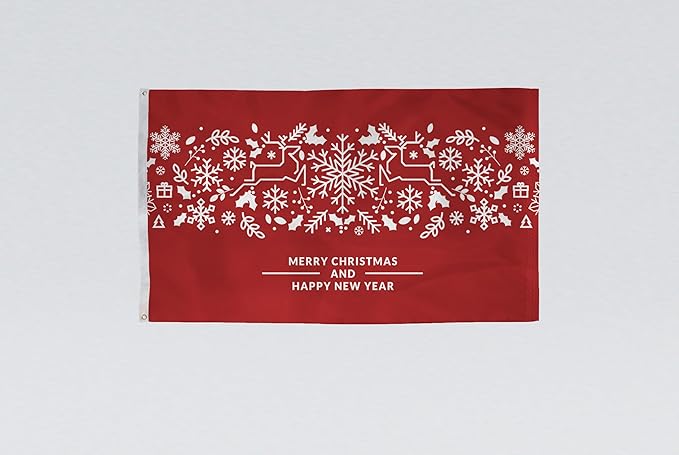 AGAS Merry Christmas Flag 3x5 Ft - Merry Christmas and Happy New Year Flags Vivid Color 200 Denier Nylon Holiday Flag With Brass Grommets for Indoor Outdoor Decoration