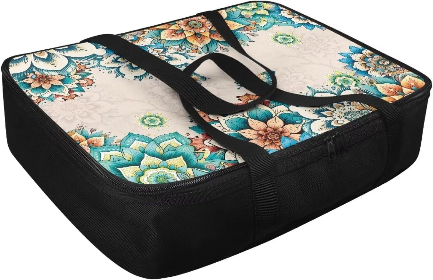 Flower Butterfly Insulated Casserole Carrier Travel Bag Lasagna Holder Tote Reusable Hot Cold Food Carrier with Heat Resistant Lining for Hot or Cold Food for Beach Parties Picnic