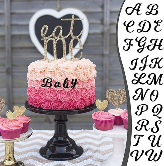 64Pcs Black Acrylic Letters for Cake, Personalized Cake Topper for DIY Cakes, 0-9 Number and A-Z Letters Cakes Decoration for Birthday Party Supplies