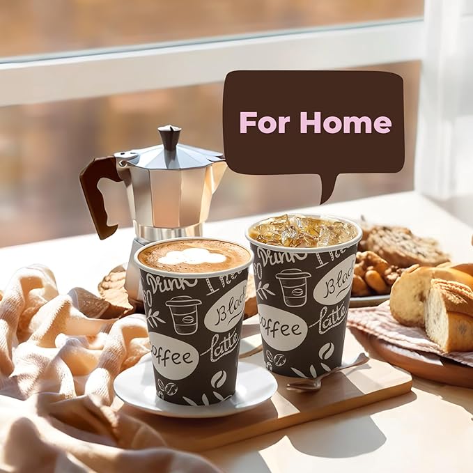 Fit Meal Prep 12 oz Coffee Cups 1000 Count, Leak-Proof Hot Cup, Disposable Paper Coffee Cup Bulk for Hot/Cold Beverage, Durable Thickened Paper Cups for Party, Office, Bussines, Home, Bistros