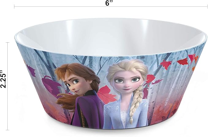 Zak Designs 5-Piece Dinnerware Set, Disney Frozen 2 - Durable Plastic & Stainless Steel - Includes Water Bottle, 8-Inch Plate, 6-Inch Bowl, Fork & Spoon - Suitable for Kids Ages 3+