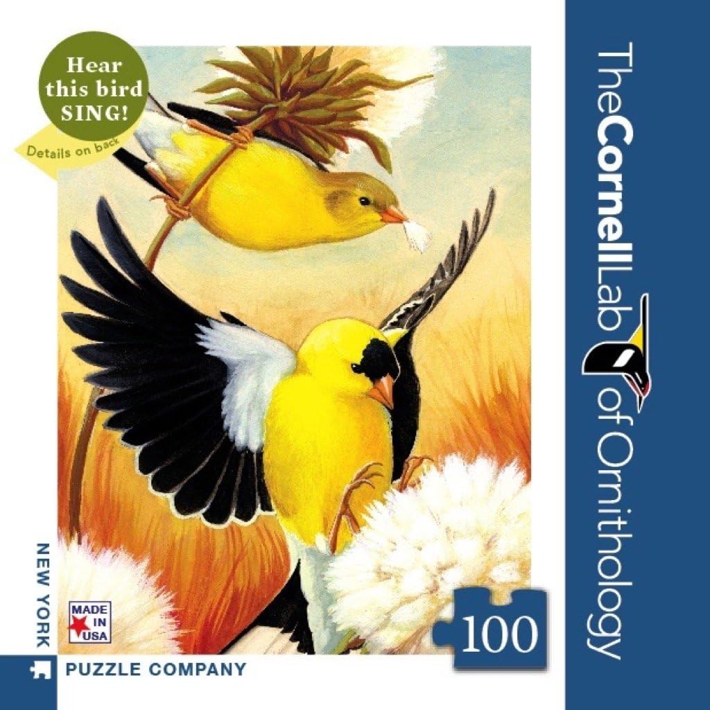 New York Puzzle Company - Cornell Lab American Goldfinch Mini - 100 Piece Jigsaw Puzzle for Family Game Nights by Virginia Greene