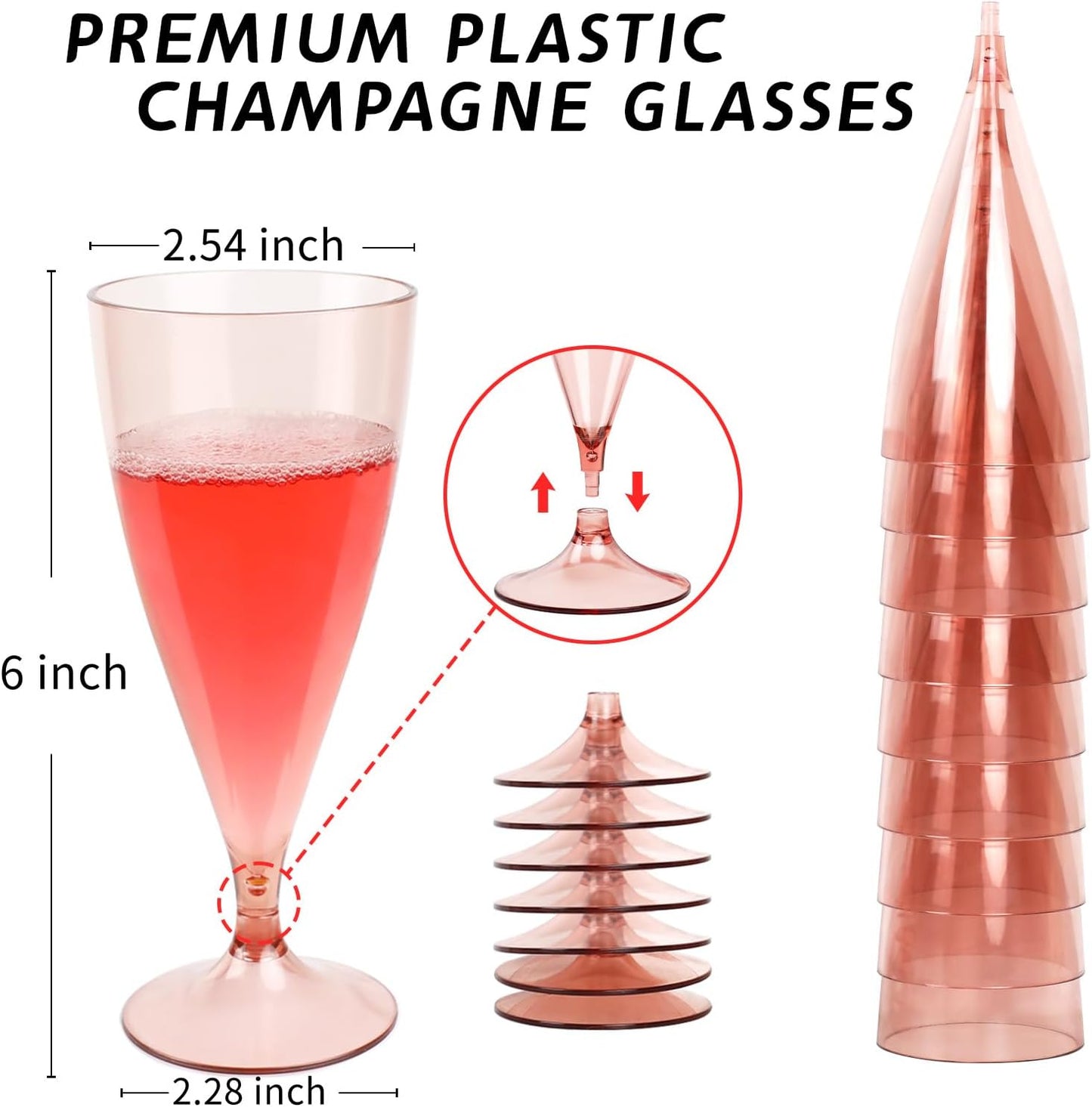 Champagne Flutes Plastic 16 Pack Stemless Champagne Flutes Shatterproof & Reusable Plastic Champagne Glasses BPA-Free Mimosa Glasses Perfect for Sparkling Wine Parties Christmas Events Dishwasher Safe