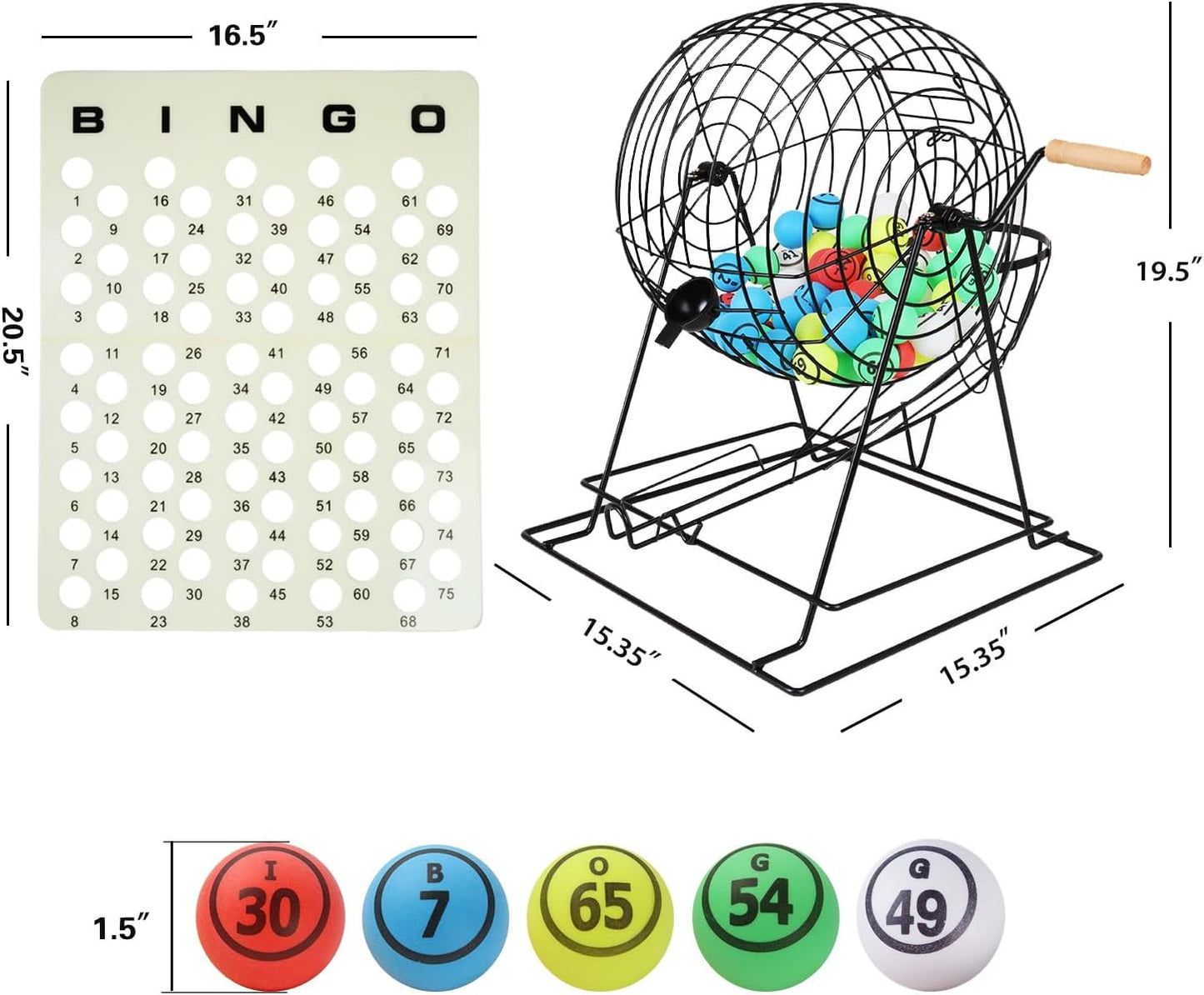 GSE Games & Sports Expert Professional Bingo Game Set with Jumbo Cage, 1.5" Bingo Balls, Master Board. Great for Large Groups, Parties, Game Night