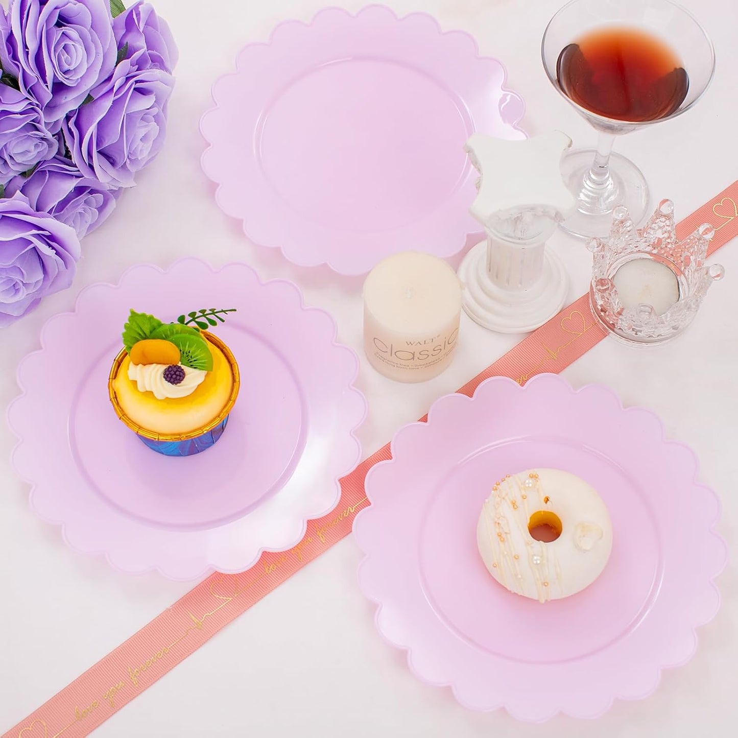 supernal 100pcs Purple Plastic Plates -Disposable Plastic Plates Heavy Duty -Lavender Purple Party Plate for Party Wedding Include 10.25inch Dinner and 7.5inch Dessert/Salad Plate