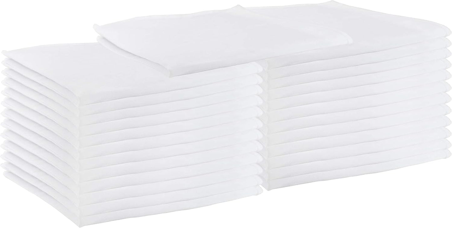 Arkwright Restaurant Cloth Napkins - (Pack of 25) Spun Polyester Dinner Napkin with Hemmed Edges - Ideal for Dinner, Wedding, Party, Banquet, Kitchen, 20 x 20 in, White
