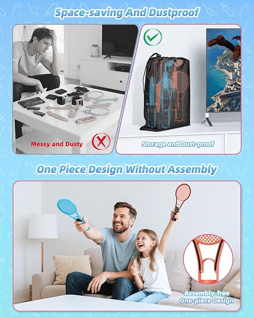 [𝗦𝘄𝗶𝘁𝗰𝗵 𝟮/𝟭 𝗖𝗼𝗺𝗽𝗮𝘁𝗶𝗯𝗹𝗲] - Switch Sports Accessories Bundle for Nintendo Switch 2 (2025)/ Switch 1/ OLED, MENEEA 13-in-1 Family Party Kit with Carrying Bag - Compatible with Joy-con 2 & All Switch Sports Game