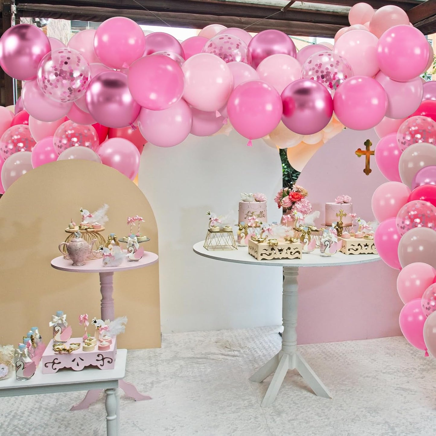 50pcs Pink Balloons Kit - 12 Inch Assorted Metallic Pastel Macaron Light Pink Balloons & Confetti Balloons for Birthday, Baby Shower, Anniversary, Wedding, Valentine’s Party Decorations