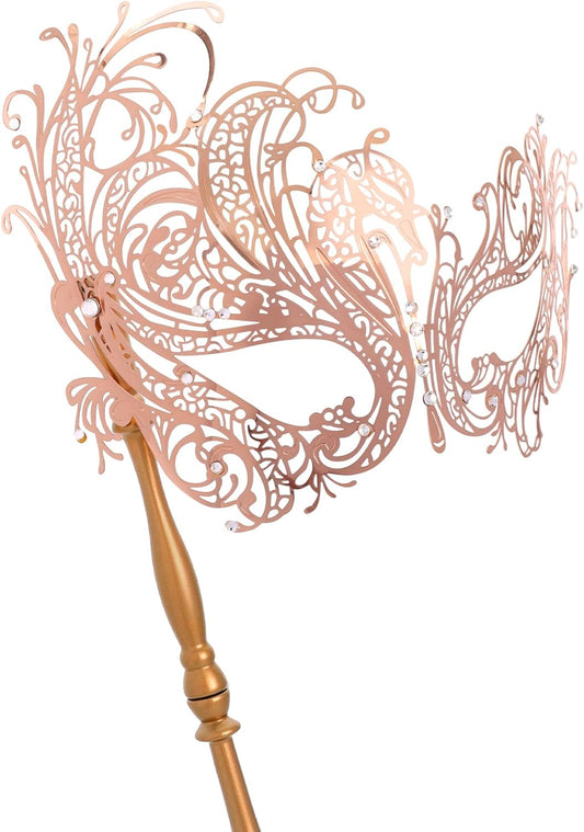 Coddsmz Masquerade Mask with Stick Venetian Mask Mardi Gras Decorations for Womens Halloween Costume Mask