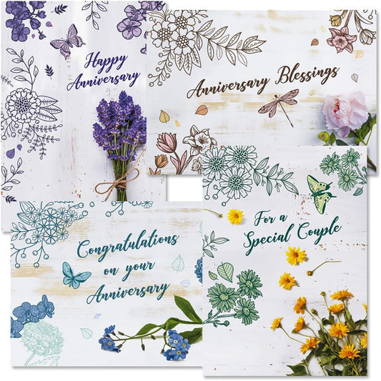 Celebrating Your Anniversary Faith Cards With Scripture- Set of 8 (2 each of 4 Designs)