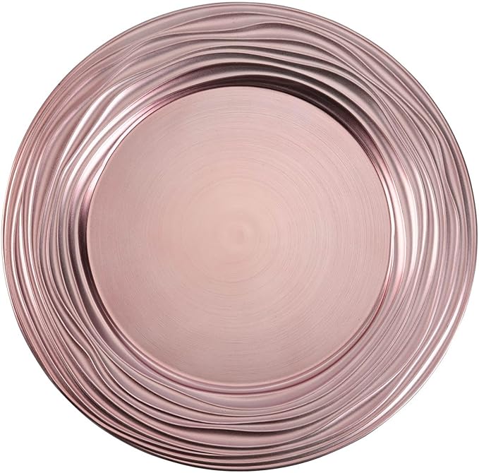 13 Inch Round Charger Plates, Set of 6, Dinner Chargers Bulk Wedding (Pink)