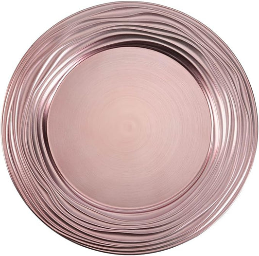 13 Inch Round Charger Plates, Set of 6, Dinner Chargers Bulk Wedding (Pink)
