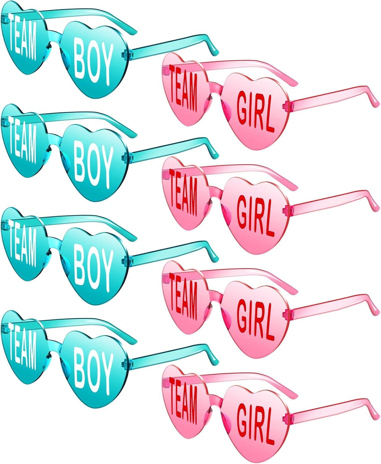 Konohan Gender Reveal Glasses Blue and Pink Sunglasses Frameless Team Girl and Team Boy Decor for Gender Reveal Party