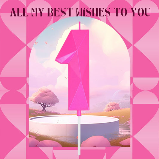 DERVENTA Large Birthday Candle Number 3D Pink 3.7 inch Party Celebration Anniversary Decoration Cake Topper 1 Piece (Number 10 Pink)