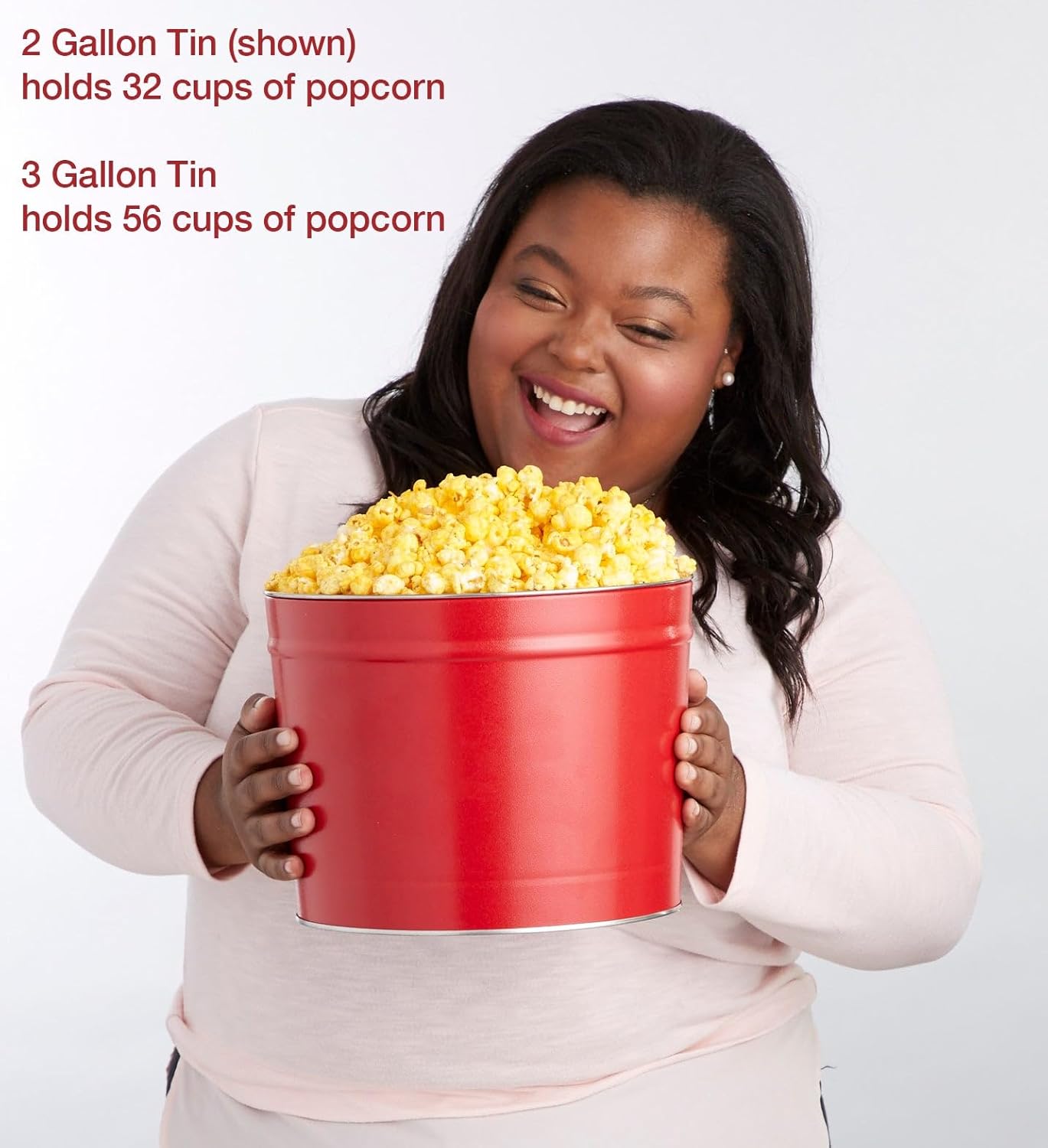 The Popcorn Factory Popcorn Tin with 3 Popcorn Flavors, Robust Cheddar, White Cheddar, Caramel, Large Tub 3.5 Gallons, Snack Gifts, Perfect for Any Occasions, Movie Night Snacks, Holidays, Christmas