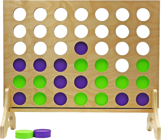 Tailgating Pros Premium Giant Four in a Row with Carrying Case - Jumbo Oversized Outdoor Yard Game - Connect Multiple Pucks in a Row to Win - Many Puck Colors Available!