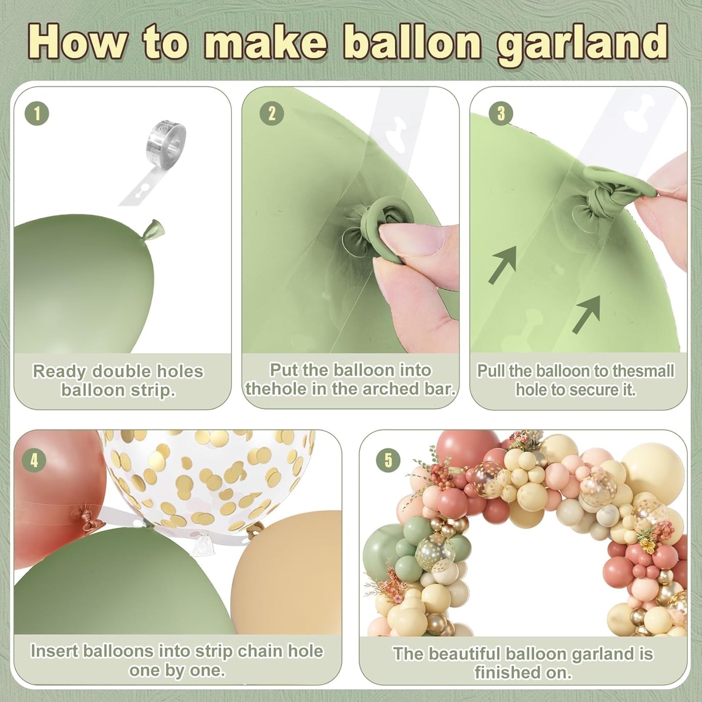 Amandir 173Pcs Dusty Pink Yellow Mist Green Balloon Arch Garland Kit Pastel Peach Mauve Ivory White Sand Confetti Balloons for Fall Bear Baby Shower Summer Birthday Wedding Floral Party Decorations