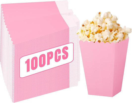100PCS Small Pink Popcorn Boxes, Small Disposable Popcorn Holders for Birthday Parties, Weddings, Movie Nights, Carnivals, Holidays, Baby Showers