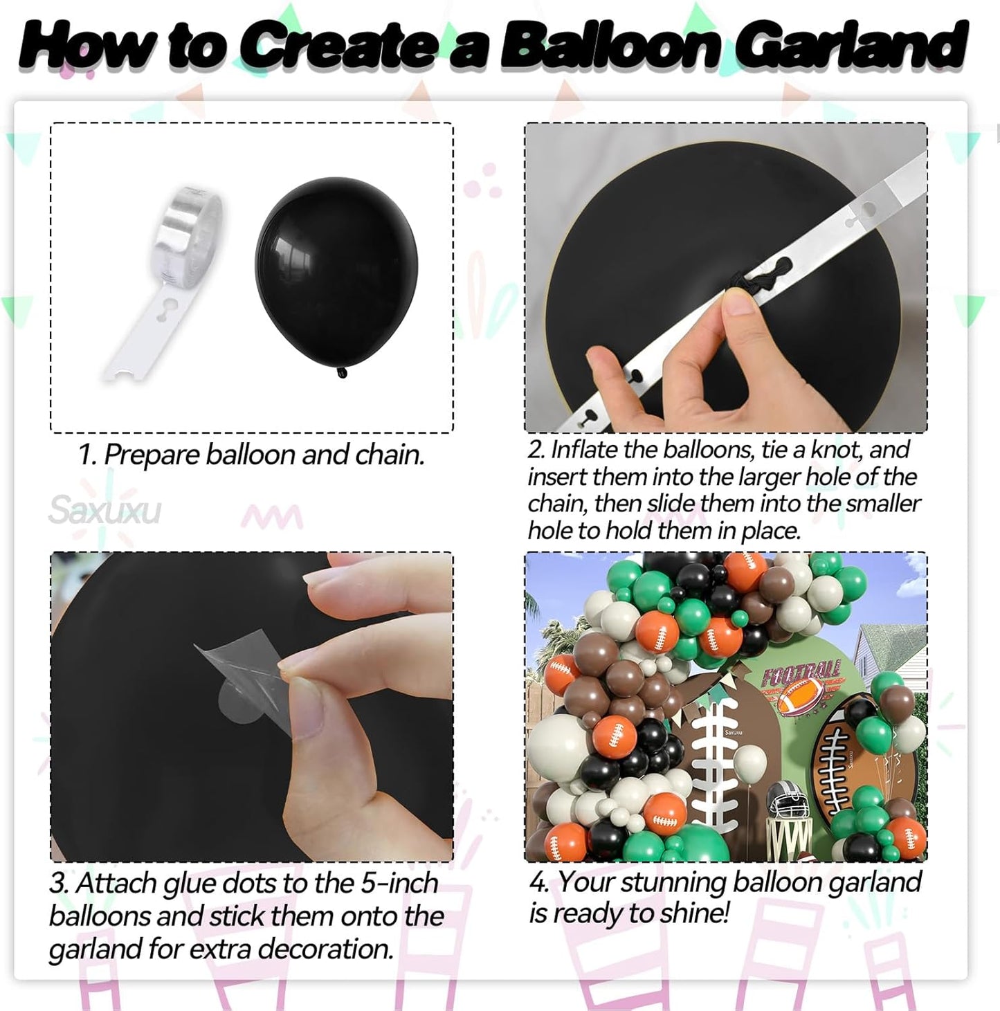 Football Balloon Arch Kit, Green and Brown balloons Garland Arch Kit, Football Print Balloon Dark Green Brown White Balloons For Ball Games Theme Birthday Baby Shower Party Bachelorette Wedding Decor
