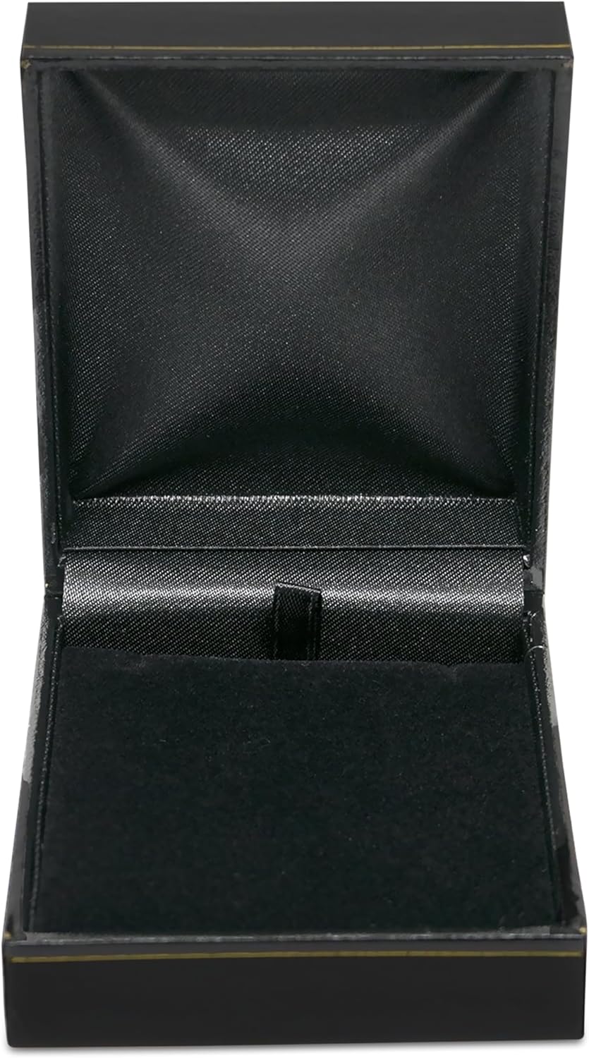 Novel Box Black Jewelry Box for Pendants 2.5x2.62x1 Inches - Pendant Gift Boxes with Gold Trim - Faux Leatherette Pendant Storage Case - Gift Presentation Cases for Pendants/Necklaces