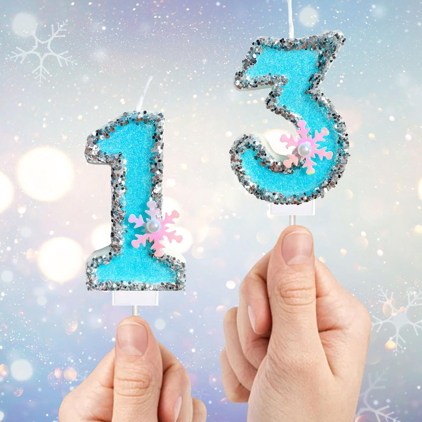 Frozen Birthday Number Candles for Cake, Blue Number 8 Candle, 8th Frozen Cake Topper, Fun Glitter Birthday Candles Cupcake Topper for Party Anniversary Decorations