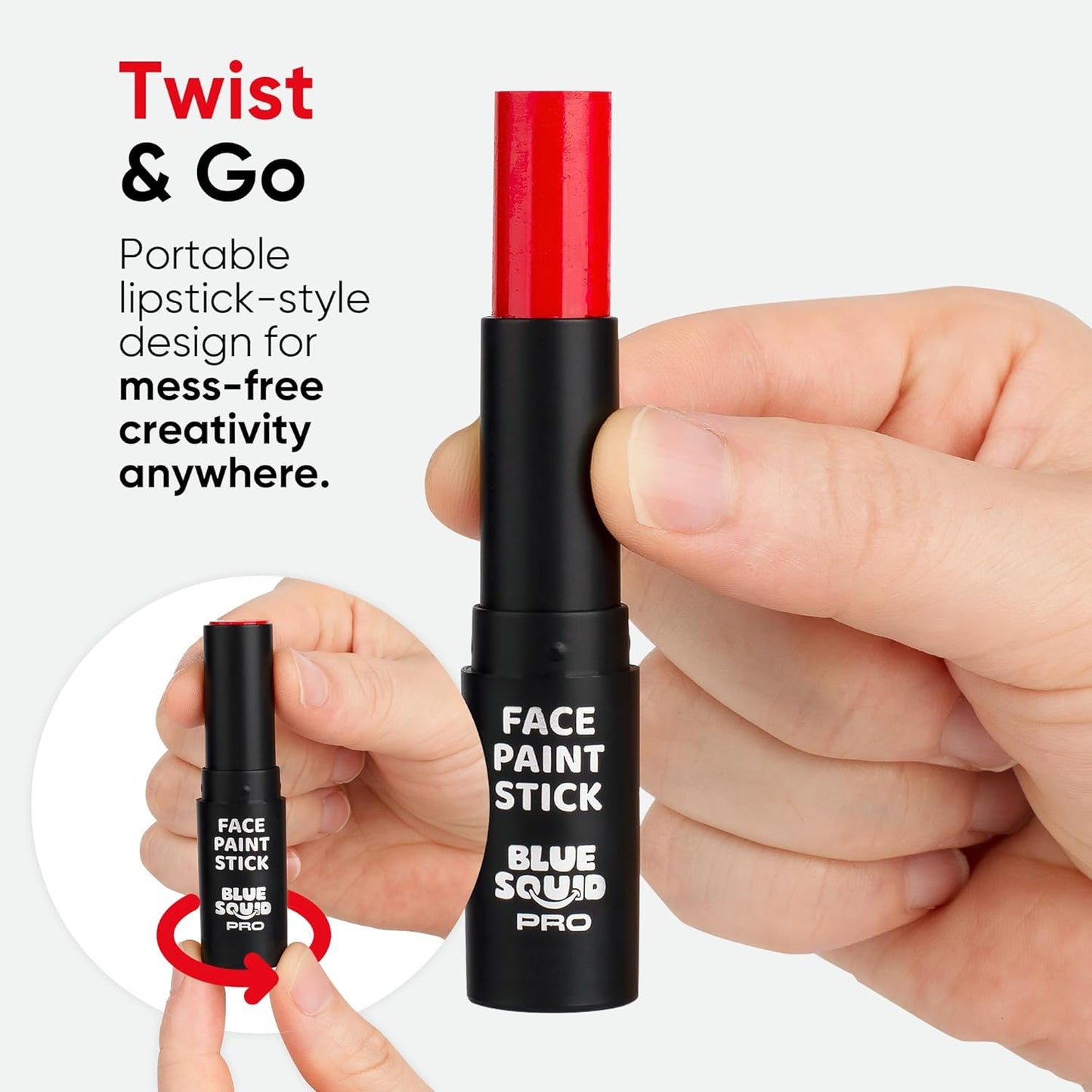 Blue Squid PRO Red White Blue Face Paint Stick - Waterproof Body Paint For Adults & Kids Eye Black Baseball, Eyeblack Softball - Hypoallergenic Twist-Up Non-Toxic Makeup Stick - Cosplay, Sports & SFX