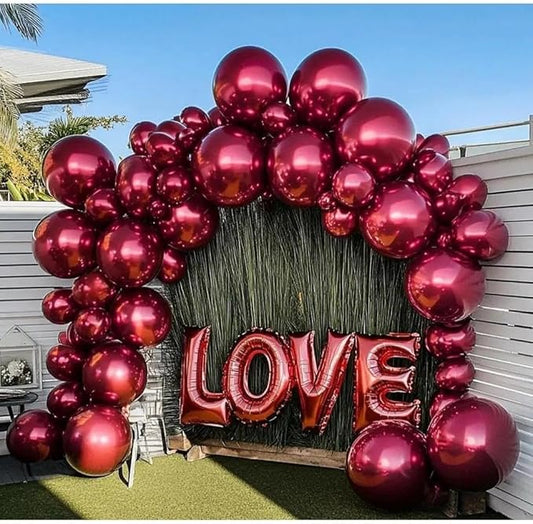 Burgundy Balloons Double Stuffed Red Maroon Balloon Garland Different Sizes 18/12/5in Wine Ruby Red Balloon Arch Kit for Birthday Mother's Day Bridal Wedding Graduation Party Decorations