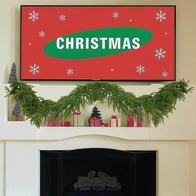 2 Pcs 6FT Christmas Garland, Christmas Decorations, Artificial Norfolk Pine Garland, Faux Greenery Garland for Mantle Fireplace Table Door Wall Upstairs Indoor Outdoor Holiday Xmas Decor