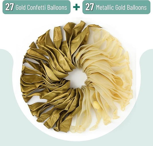 Mr. Pen- Metallic Balloons, 12 Inch, 54 Pack, Metallic Gold Balloons & Gold Confetti for Birthday Party