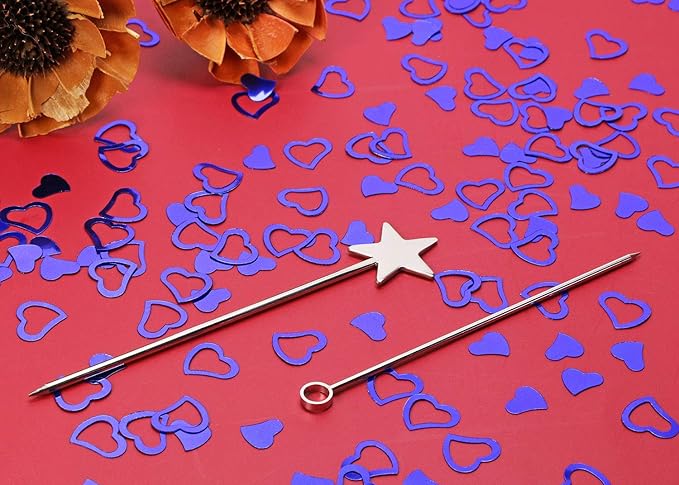 ONLYKXY 1200Pcs Love Heart Shaped Confetti, Table Wedding Decoration, Glitter Confetti for Wedding Party (Blue)