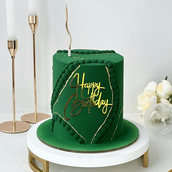 15Piece Gold Happy Birthday Cake Toppers Acrylic Mirror Inserts for Cakes Cupcakes Desserts 15 Styles