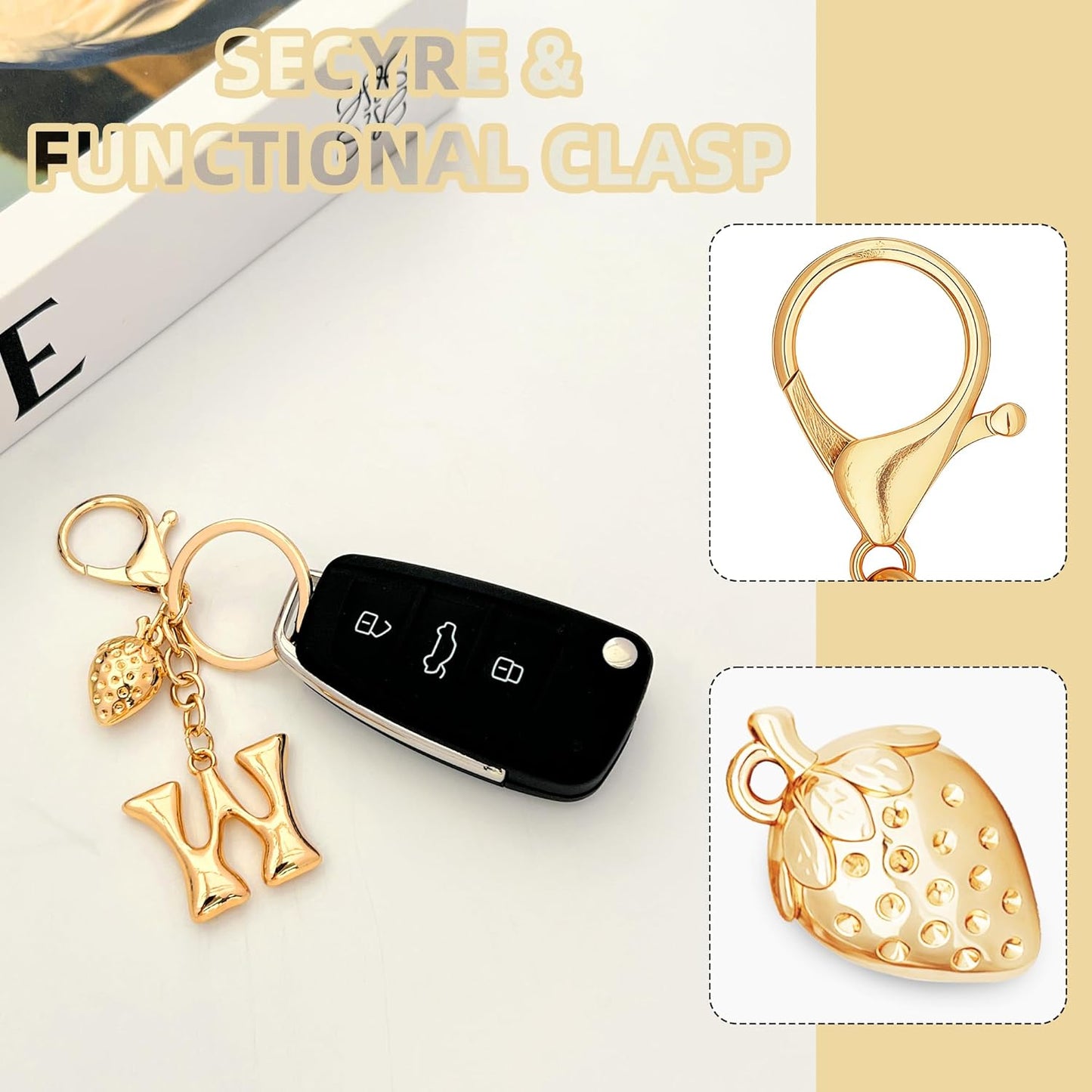 Gold Bubble Heart Initial Bag Charms for Handbags – Cute Initial Letter Keychain for Women, Purse Charms, Gold Gift