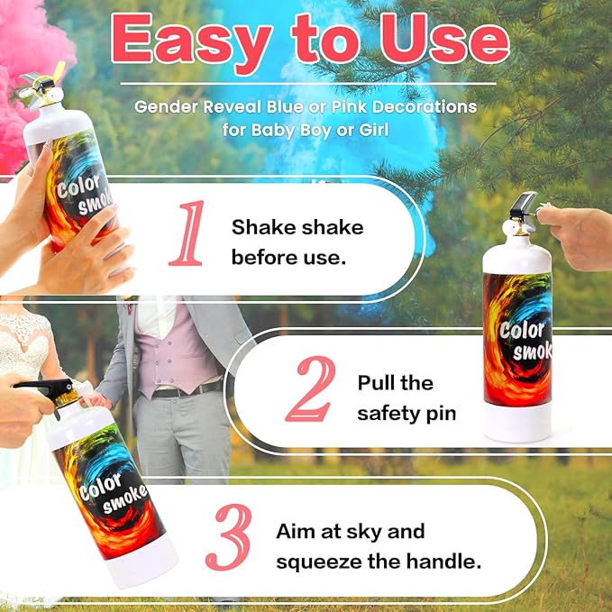 Gender Reveal Fire Extinguisher Large Gender Reveal Smoke 2 Pack Pink Powder for Gender Reveal Party Ideas 2 Pink Smoke for Gender Reveal Boy or Girl Fire Extinguishers Baby Gender Reveal