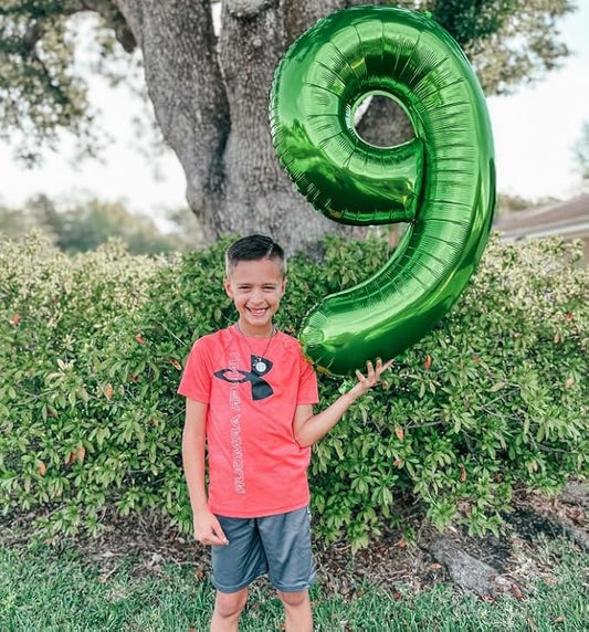 Dark Green Number 9 Balloon 40 Inch, 9th Birthday Party Decorations for Children, Giant 9 Foil Balloon for Party Supplies