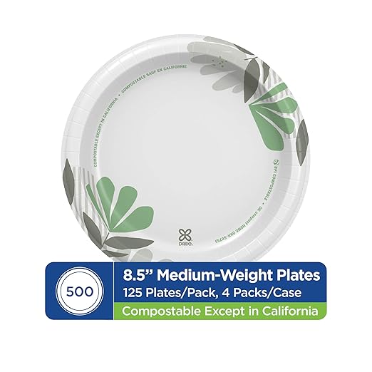 Dixie 8.5 Inch Medium-Weight Paper Plates By GP PRO, Pathways Design, 500 Count (125 Disposable Plates Per Pack, 4 Packs Per Case), UX9WS