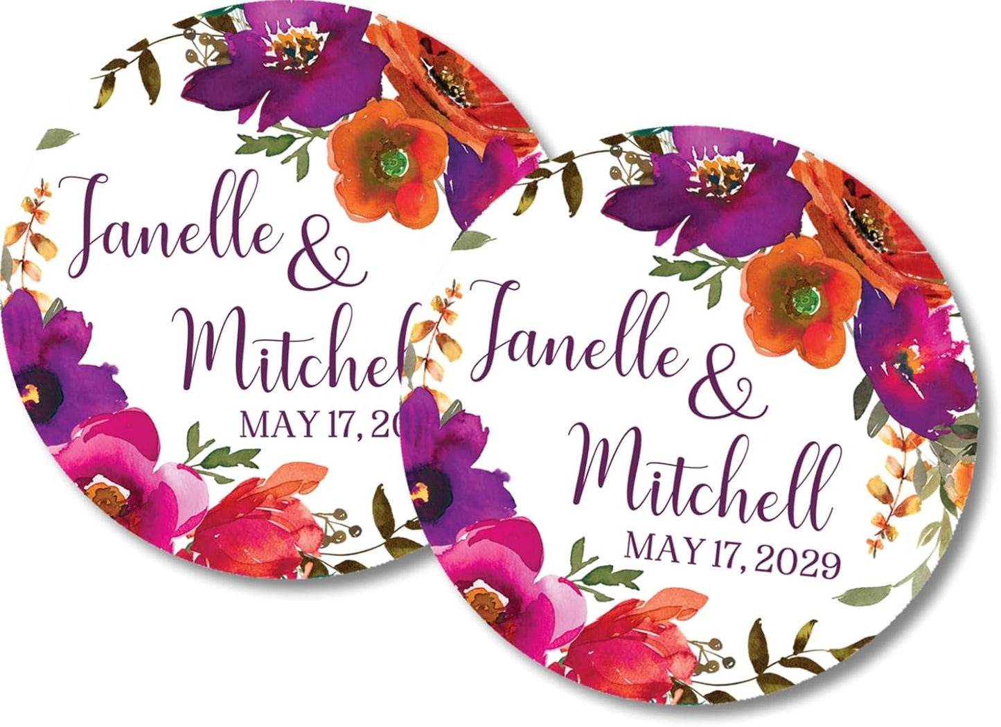 Colorful Wildflower Wedding Invitations, Garden Watercolor Floral, Personalized, Set of 12 Invitations with Envelopes