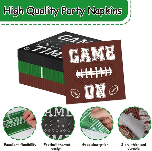 Qyeahkj 120pcs Football Party Napkins Supplies Disposable Football Birthday Paper Napkins Set Decorations for Sport Events Game Time Tailgate Touchdown Party Favors, 3 Design