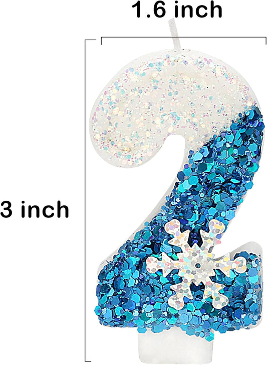 Snow Themed Birthday Candles, Birthday Candle for Party Supplies, Winter Birthday Party Supplies, 2.76 inch Number 22 Candle Cake Topper Decoration (Number 22)