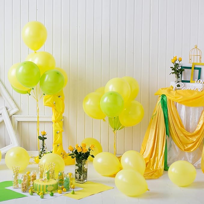 RUBFAC 120pcs Balloons for Birthday Baby Shower Graduation Anniversary Wedding Party Supplies Garland Arch Decoration,12 Inches,Yellow