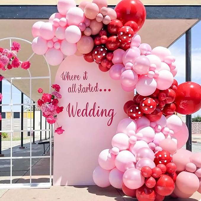 Red and Pink Balloon Garland Arch Kit, 167Pcs latex Balloons Different Sizes 18 12 10 5 inch for Women Girl Birthday Baby Shower Wedding Valentines Day Party Decorations