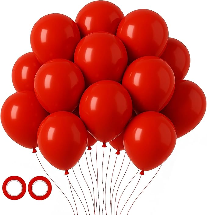 105pcs Ruby Balloons 12inch Party Latex Balloons for Boys Girls Birthday Baby Shower Gender Reveal Wedding Sunflower Party Decorations
