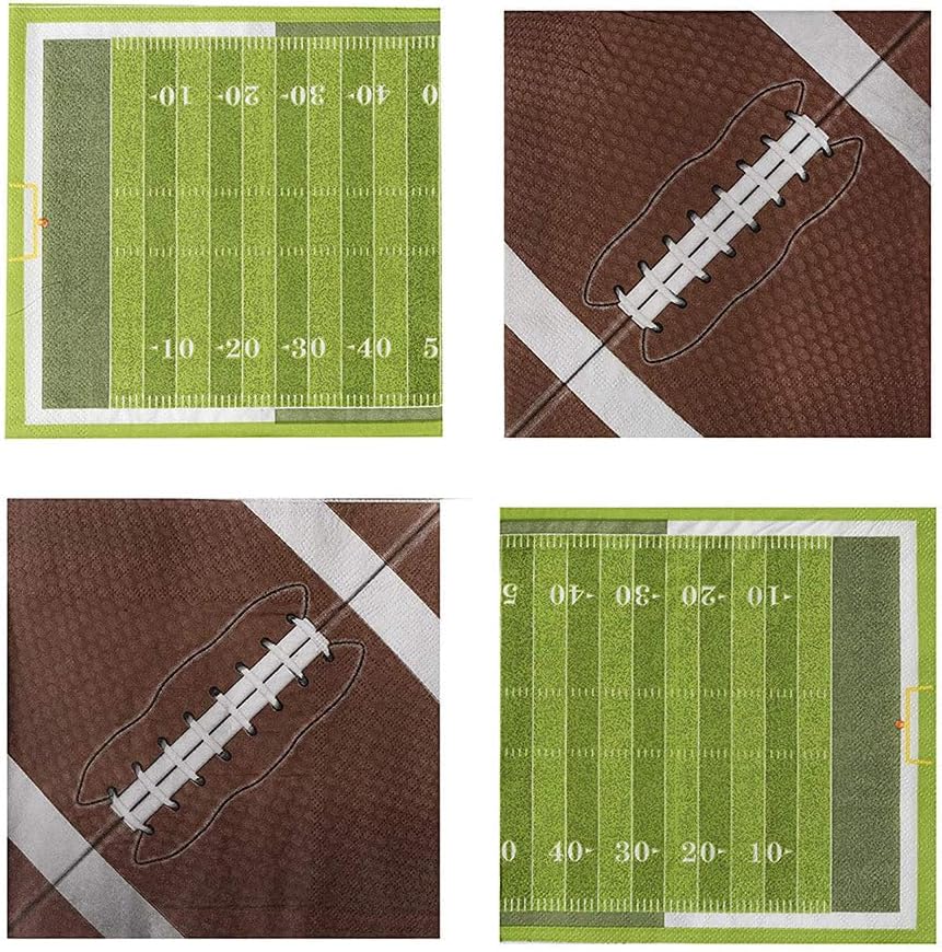 Hammont Football Napkins - Disposable Foot Ball Napkins - Super Bowl Themed Decorations - Birthday | Gameday | Football Party Supplies (80 Pack)