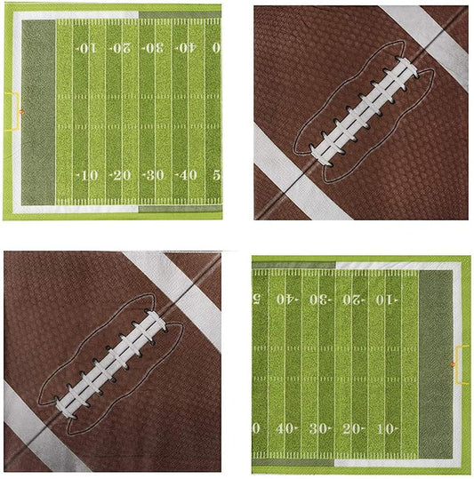 Hammont Football Napkins - Disposable Foot Ball Napkins - Super Bowl Themed Decorations - Birthday | Gameday | Football Party Supplies (80 Pack)